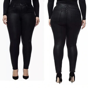 New Good American Good Legs Coated Skinny Jean wax plus size 22 black